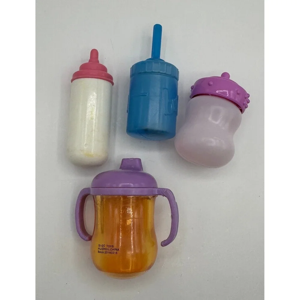 Baby Alive Gi-Go Toys Doll Bottles Sippy Cup Multicolor 4 Piece Set Replacements